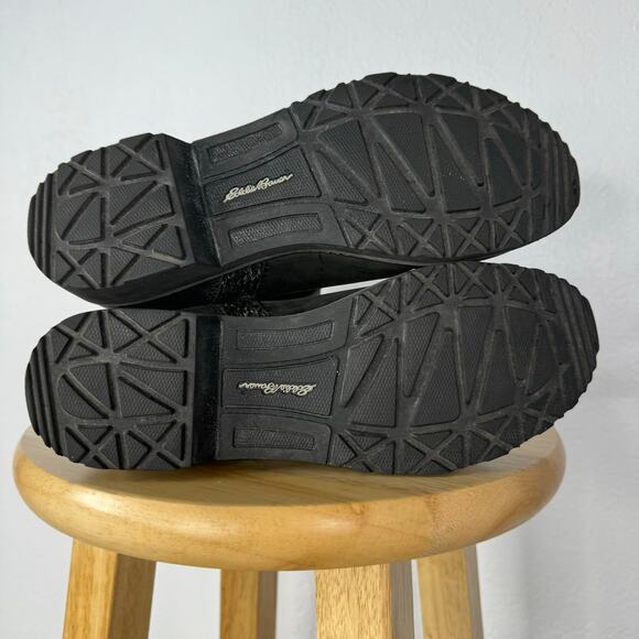 Eddie Bauer Black Leather & Wool Trace Ankle Boots Size 8 1/2 - Picture 6 of 8